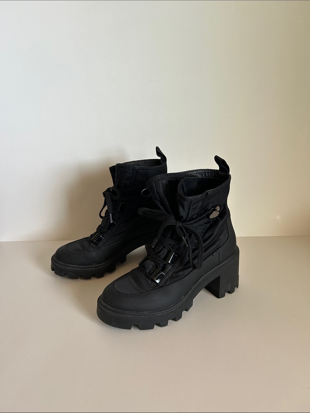 Moncler Black Chunky Lug-Heel Ankle Boots